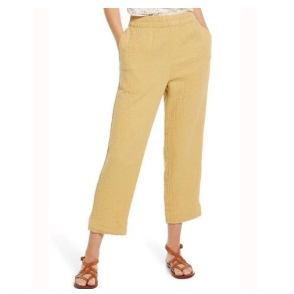 Madewell Lightspun Tapered Huston Pull-On Crop Pants in cotton gauze